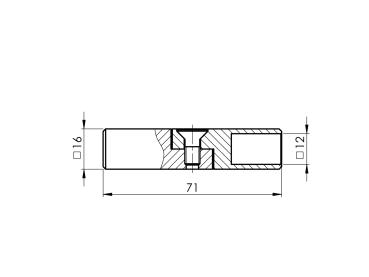 Edelstahl Verbinder 10x10mm mit Gelenk, Füllstabübergangsstück